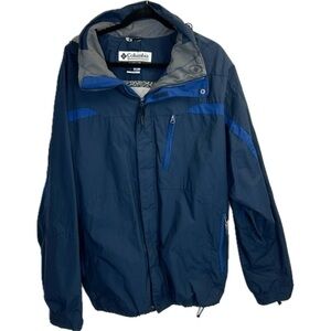 Columbia Men’s Blue Waterproof Interchange Winter Jacket with Hood Size …